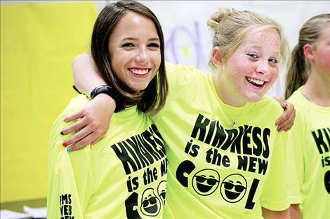 WEB leaders Rylie Dupuis and Ansley Nordberg lead activities for sixth grade mentees.