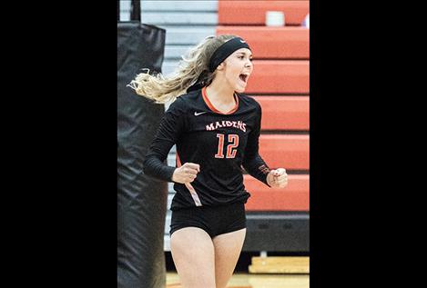 Maiden Madison Clairmont celebrates a score against the Lady Pirates.