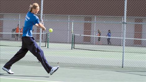 Karl Daniels, 9-2 on the season, fields a ball with grace during the Mission versus Ronan meet. Coach Ashley hopes Daniels will make some noise at state this year.