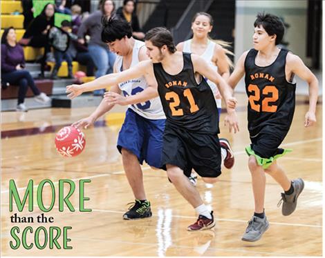 Ronan and St. Ignatius teams play the first Unified Sports Basketball game at the Salish Kootenai College gym. 