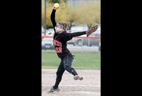 Junior Alaina Madsen winds up for a pitch during a game earlier this season.