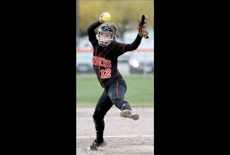 Junior Alaina Madsen winds up for a pitch during a game earlier this season.