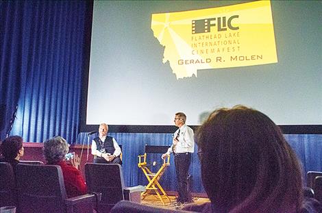 Film producer Gerald R. Molen takes questions from the audience.