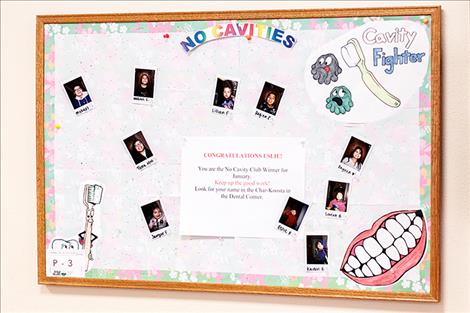 The Polson Tribal Dental Clinic features No Cavity Club winners on the wall in their office.