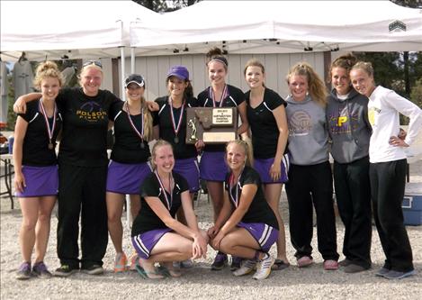 The Polson girls hold their seventh consecutive divisional championship plaque after beating Libby, Columbia Falls and Whitefish last weekend.