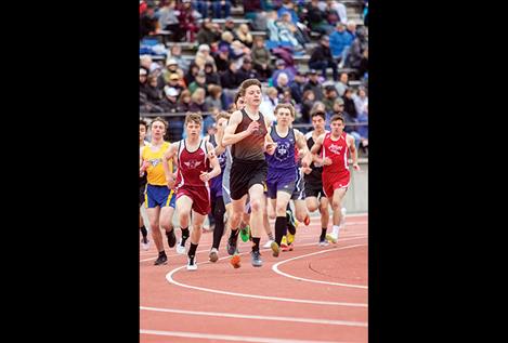 James Normandeau from Ronan runs in the 1,600 meter event.