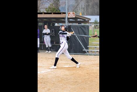 Lady Pirate Josie Caye watches a hit drop for a single.