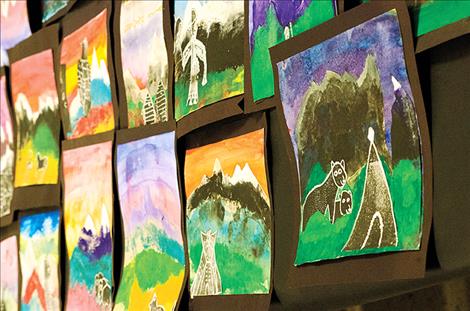 student drawings are displayed in the middle school.