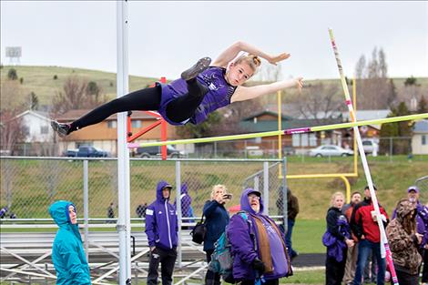 Charlo Lady Viking Kaitlin Cox just misses a clean vault.