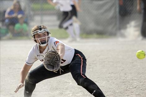 Lady Pirate Kaylanna DesJarlais gets a hit. 