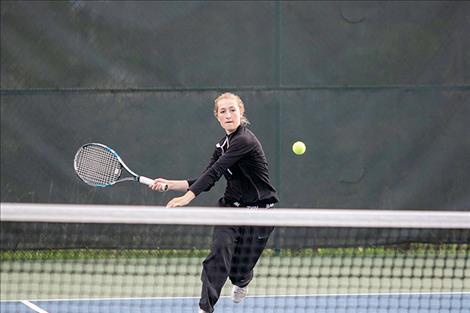 Lady Pirate Marcella Mercer races to the net for a return.