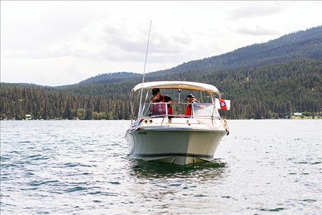 U.S. Coast Guard Auxiliary Kalispell Flotilla 130-10-05 on safety inspection patrol on Flathead Lake.