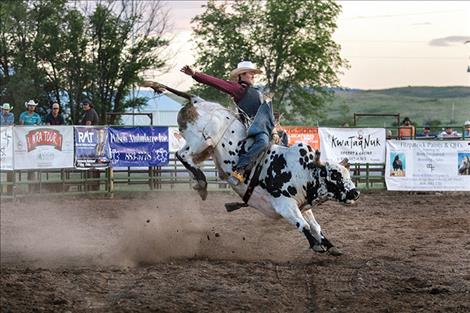 Bull rider Payton Fitzpatrick of Polson took second notching a 79-point ride on a bull named “Bad Karma.”