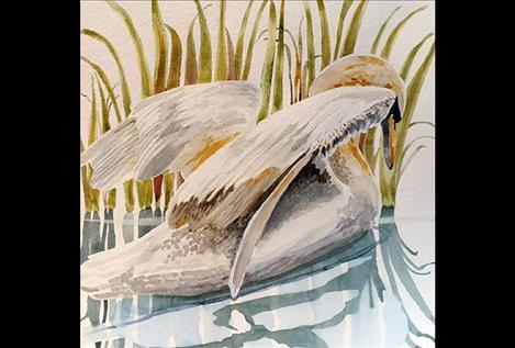 Carole Carberry watercolors currently hanging on the walls at the Sandpiper Art Gallery in Polson will be displayed at the festival.