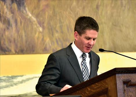 Montana Secretary of State Corey Stapleton addresses members of the 2019 Montana Legislature.
