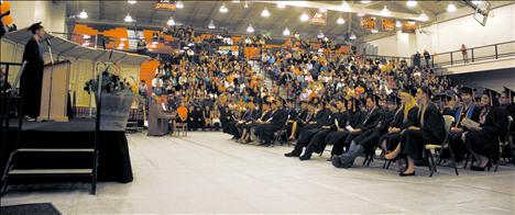 The Ronan High School class of 2013 listens to speakers.