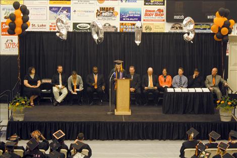 Salutatorian Sarah Anderson delivers a tearful speech to Ronan’s graduating class of 2013.