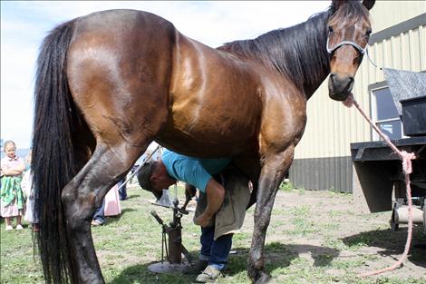 Farrier Cam Lytle demonstrates how to properly shoe a horse. 