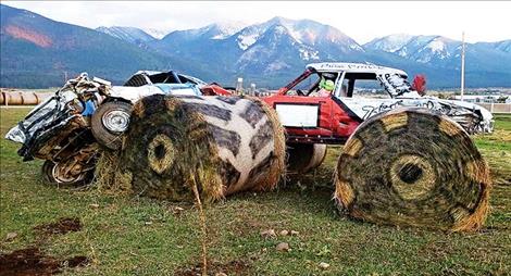 In Arlee's hay bale contest third place was awarded to Carney’s Welding for their demolition derby scene. 