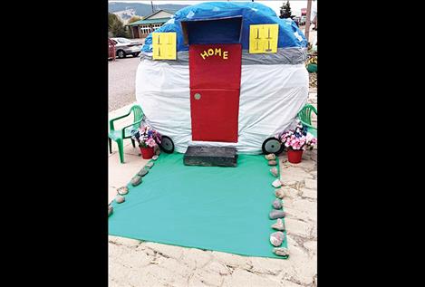 In Arlee's hay bale contest, Curl Up and Dye salon’s camper won  second place.