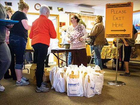 Ready-to-go Thanksgiving meals await pick-up at the  Polson Senior Center. 