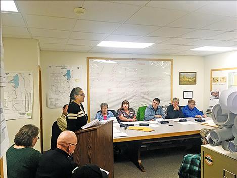 Ronan Library director Michelle Fenger addresses the Ronan City Council about the proposed $1,400 a month rent increase.