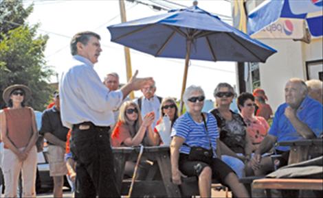 Denny Rehberg stumps in front of the Cove Deli and Pizza on Aug. 8 during a campaign swing through Western Montana. Rehburg is running against Jon Tester for Tester’s U.S. Senate seat.