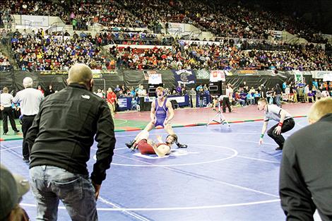 Mission/Charlo Isaiah Allik celebrates his semifinal win.