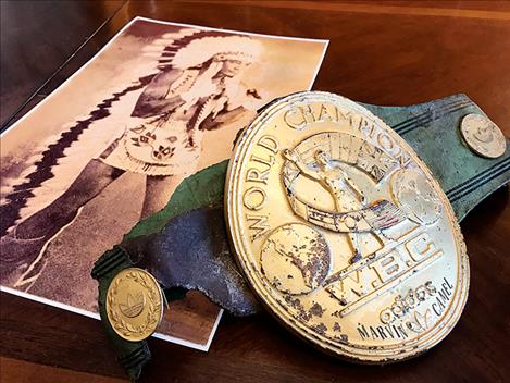 Marvin Camel's photo and his World Champion boxing belt.