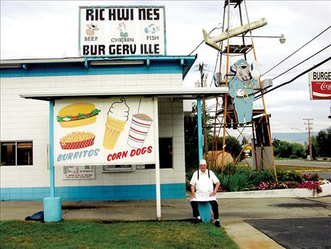 Enoch Richwine sits out front of the building he put up in the 1960s. 