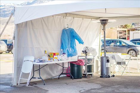 A drive-up COVID-19 testing area at Bozeman Health in late March.