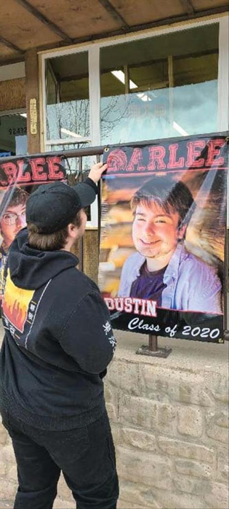 Arlee graduation banners are set up around town. 