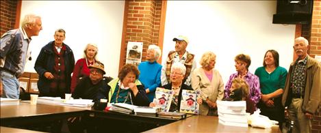 Lake County Country School Historians present on June 20 are Dan Brander, left, Donna Bowman Smith, Julene Hatlin, Eugene Felsman, Alvaretta Morin, Anna Mae Brander, Harold Kent, Joyce Decker Wegner, Helen Johnson McClellan, Lillian Johnson Stephenson, Carol Swope and Glen Timm.