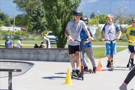 Children participate in the skills clinic. 