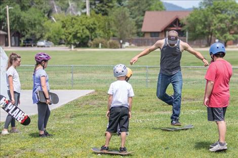 Children participate in the skills clinic. 