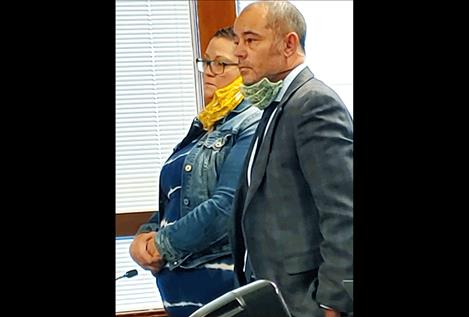 Annie Morgieau and her attorney Britt Cotter stand in court on Aug. 21.