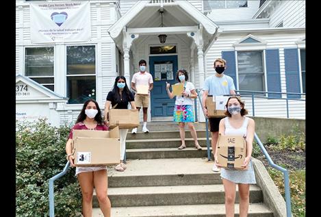 TTelehealth Access for Seniors’ Connecticut team delivers 41 brand-new Android tablets to the Fair Haven Community Health Clinic in Fair Haven, Connecticut. 