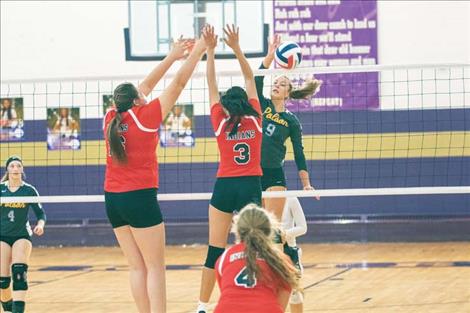 Lady Pirate Maggie Todd taps one past the Browning defense.