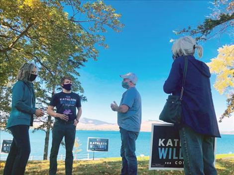 Kathleen Williams campaigns in Polson. 