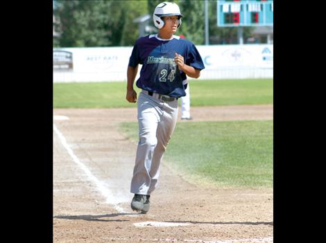 Mission Valley Mariner Zeke Webster-Yaqui heads for the plate during a confernece game last week.