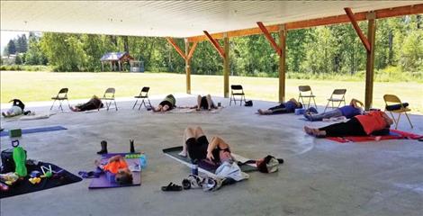 Participants attend a class in St. Ignatius at the Good Old Days pavilion. 