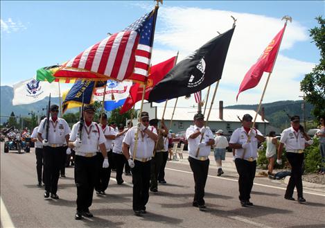 The Mission Valley Honor Guard leads the Arlee Celebration Parade down U.S. Highway 93 on July 4.