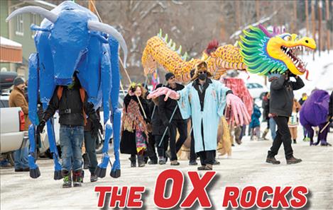 Hot Springs residents held  their annual  Chinese New Year parade on a  blustery  Saturday  afternoon  with  animals  of all kinds,  including  a dragon, pig, rat  and an ox. 