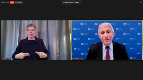 Screenshot of Dr. Anthony Fauci’s talk on Feb. 17 during a Q&A, hosted by the  University of Montana’s Mansfield Center.