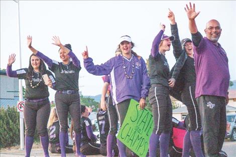 Lady Pirate fans cheered on the 2021 State Class A Softball champs during a home coming parade in their honor Saturday evening.
