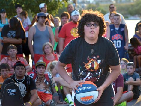 Anthony Camel made 10 three-point shots in 60 seconds to win the men's contest and $200.