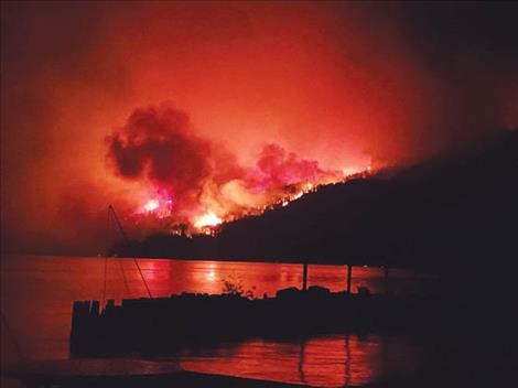 The Boulder 2700 fire burns during the early morning of Aug. 1.