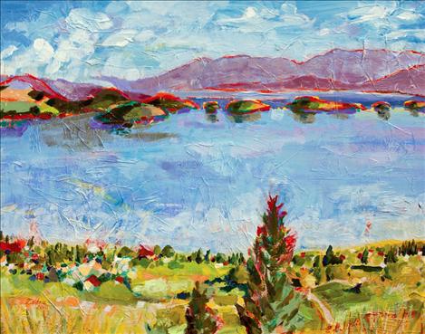 An acrylic painting by Sandpiper member Nancy Zadra titled, “Just Beautiful - The View From JB Drive,” fronts the 42nd annual Sandpiper Art Festival poster, and is for sale at Sandpiper Gallery.