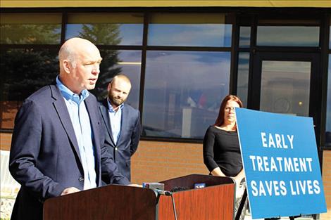 Gov. Gianforte announces the opening of the new clinic in a press conference at St. James Healthcare in Butte.