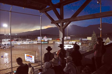 Hail, rain, thunder and lightning pounded the round pen shootout Friday evening.